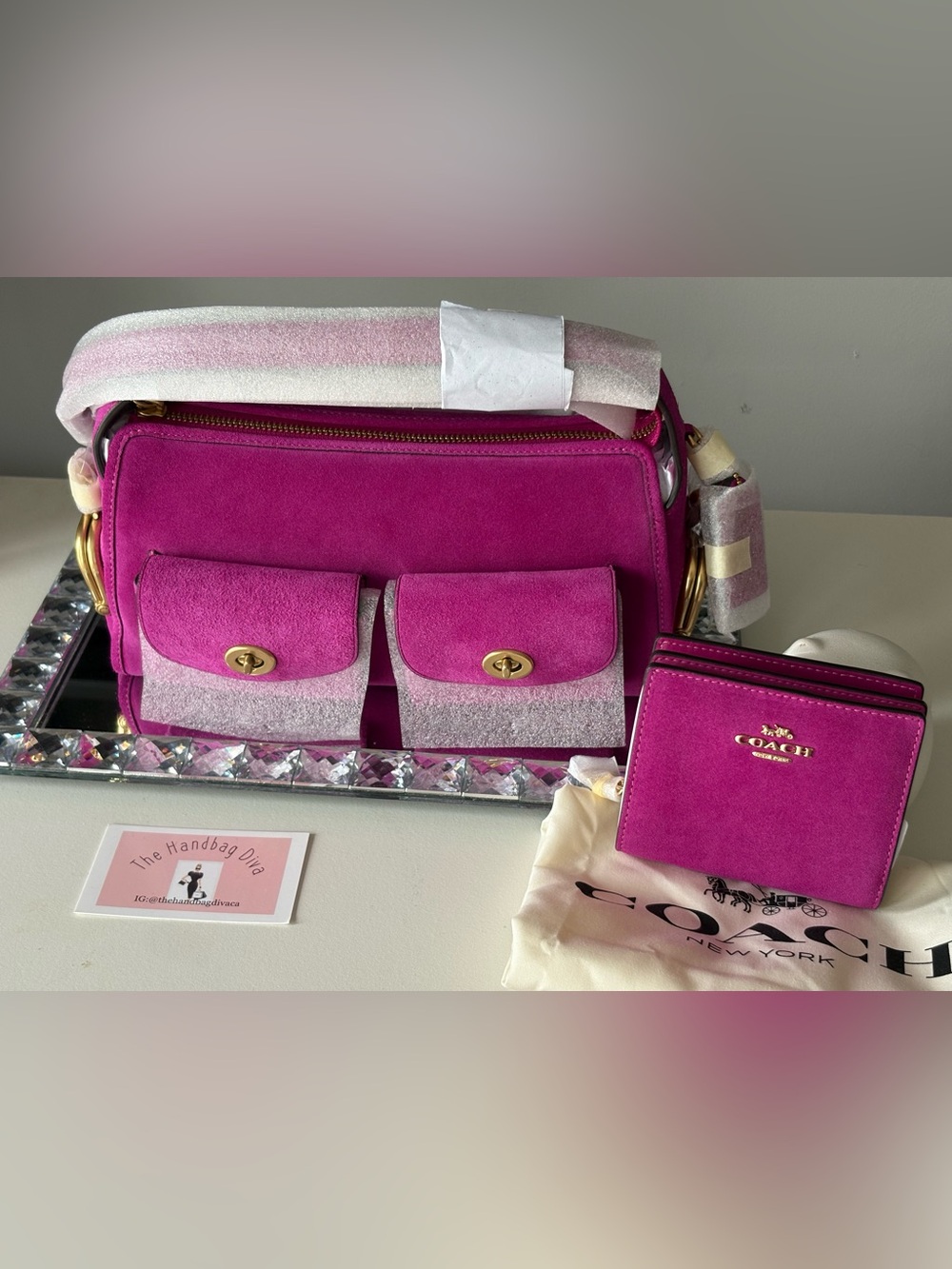 🌸Coach Mini Haversack Magenta Suede & Wallet🌸